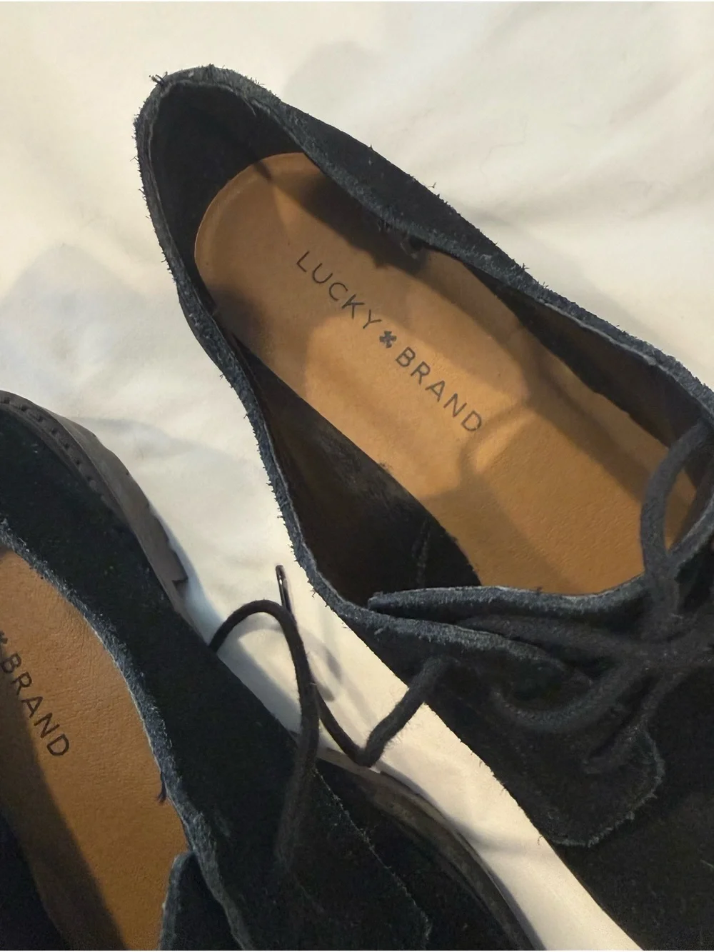 Lucky Brand Black Suede Derby Shoes Size 8